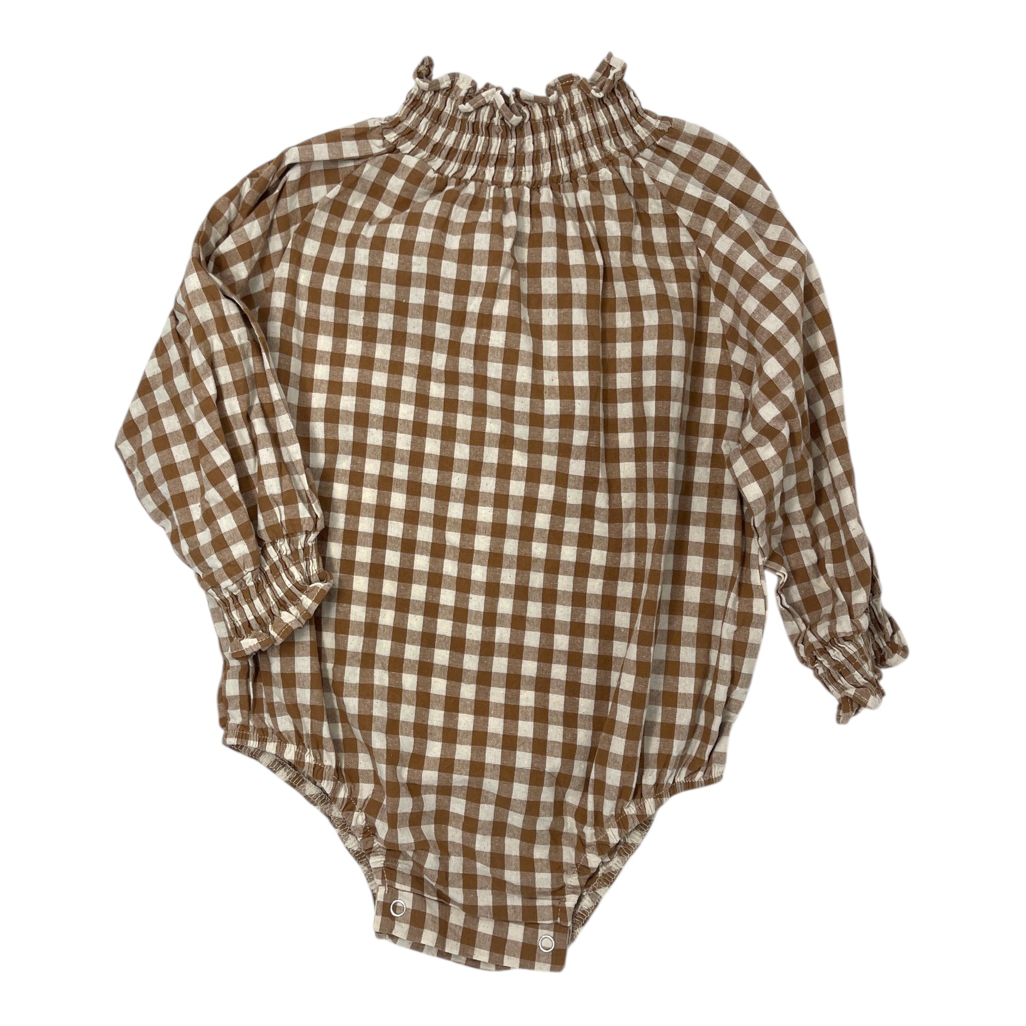 Brown and Cream Smock Neck Onesie  18-24M
