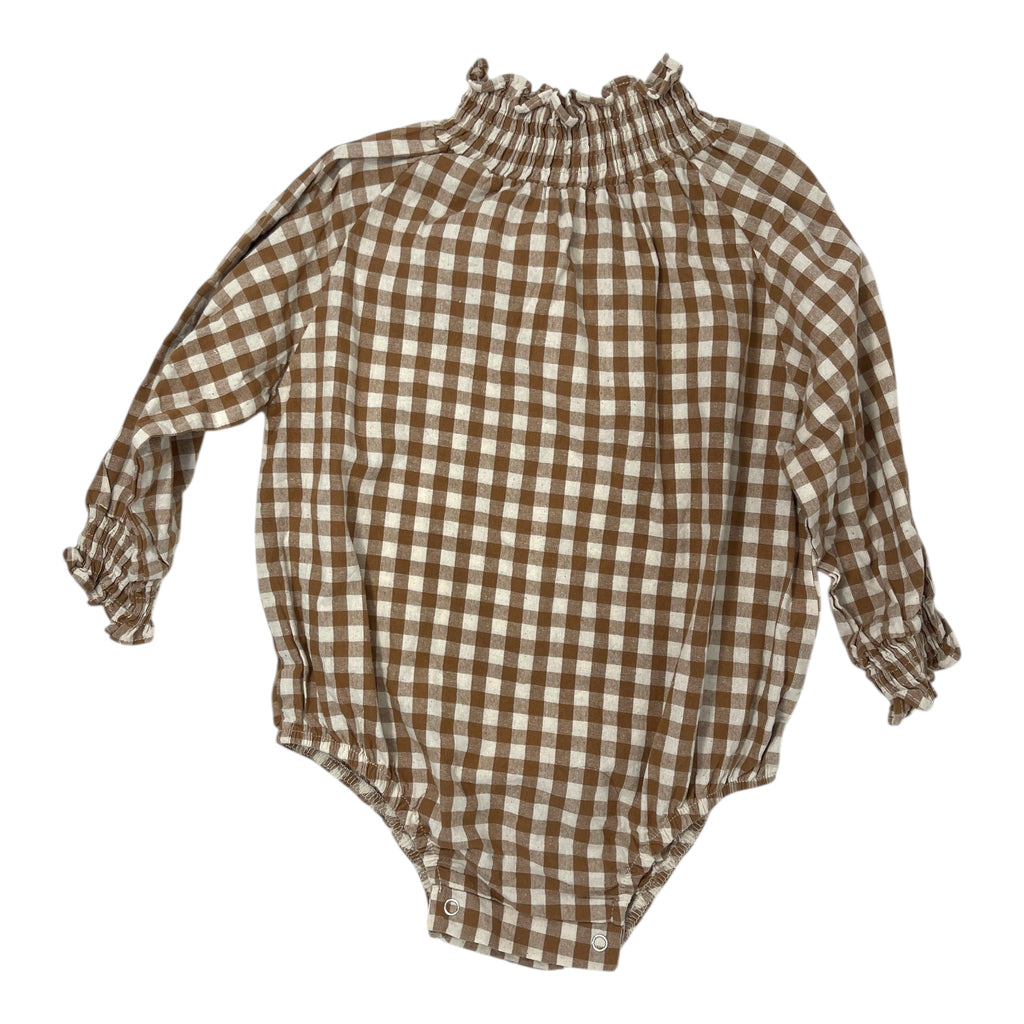 Brown and Cream Smock Neck Onesie  18-24M