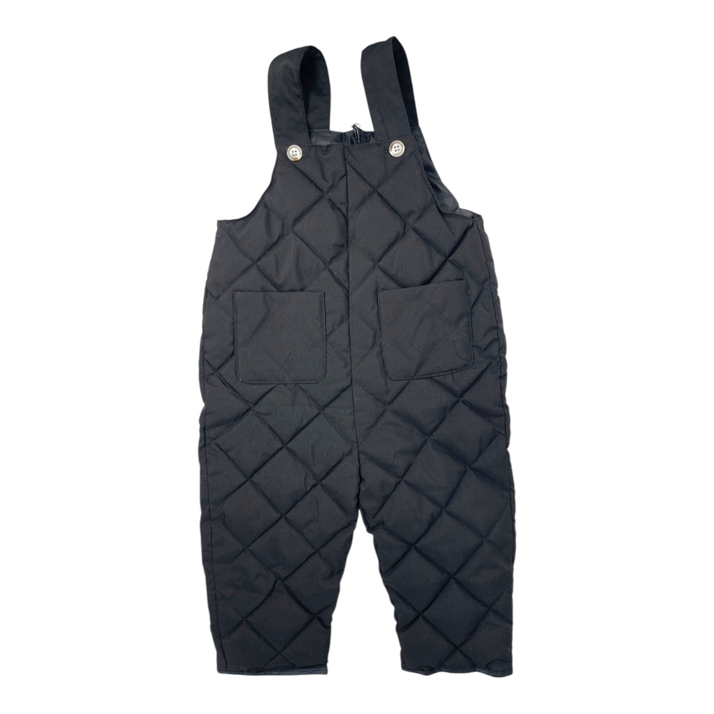 Black Quilted Overalls 4Y