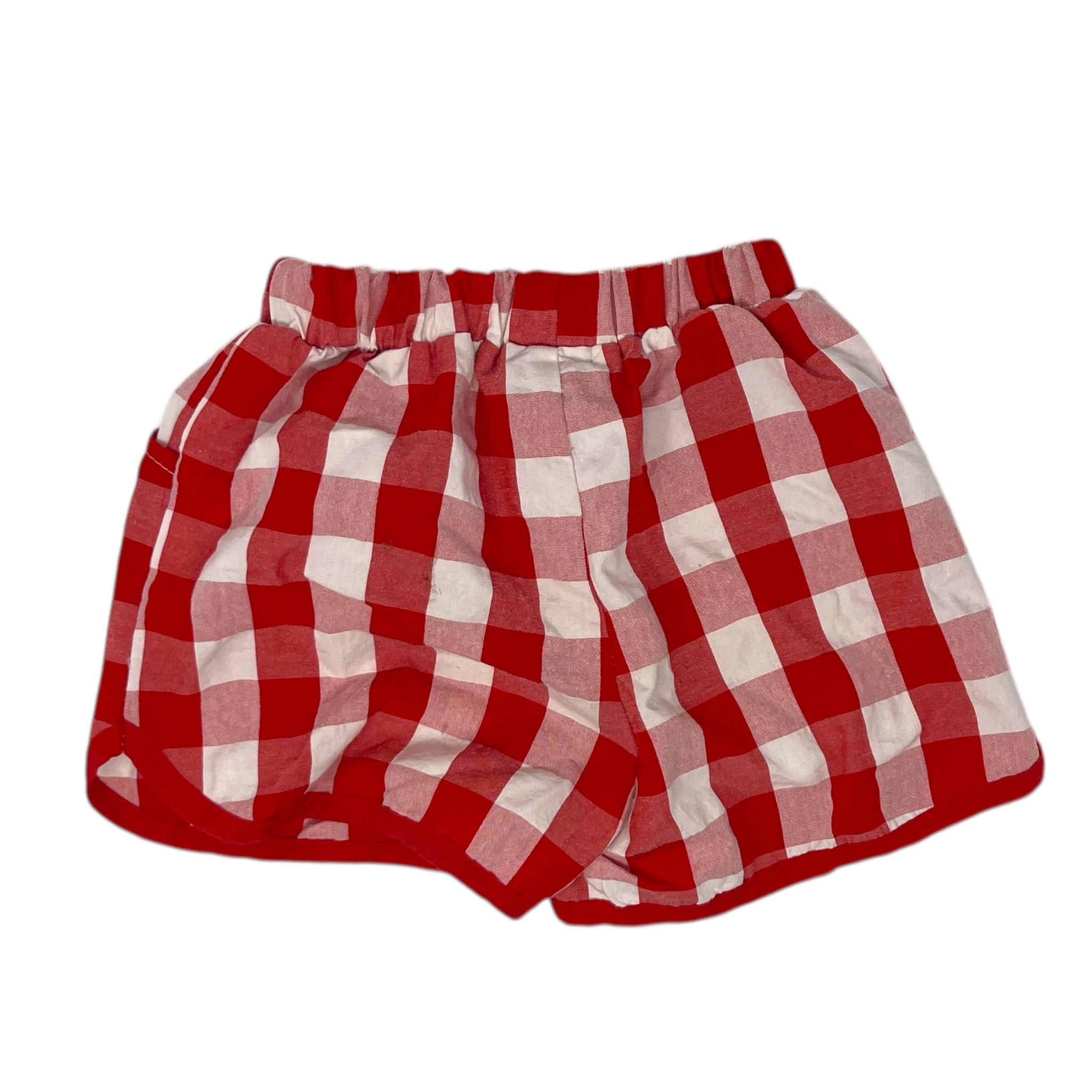 Red and White Track shorts size 3Y
